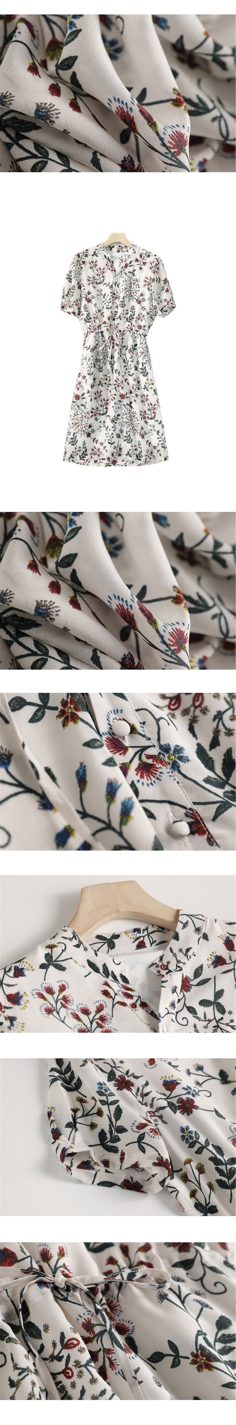 Strap-through botanical pattern skipper dress