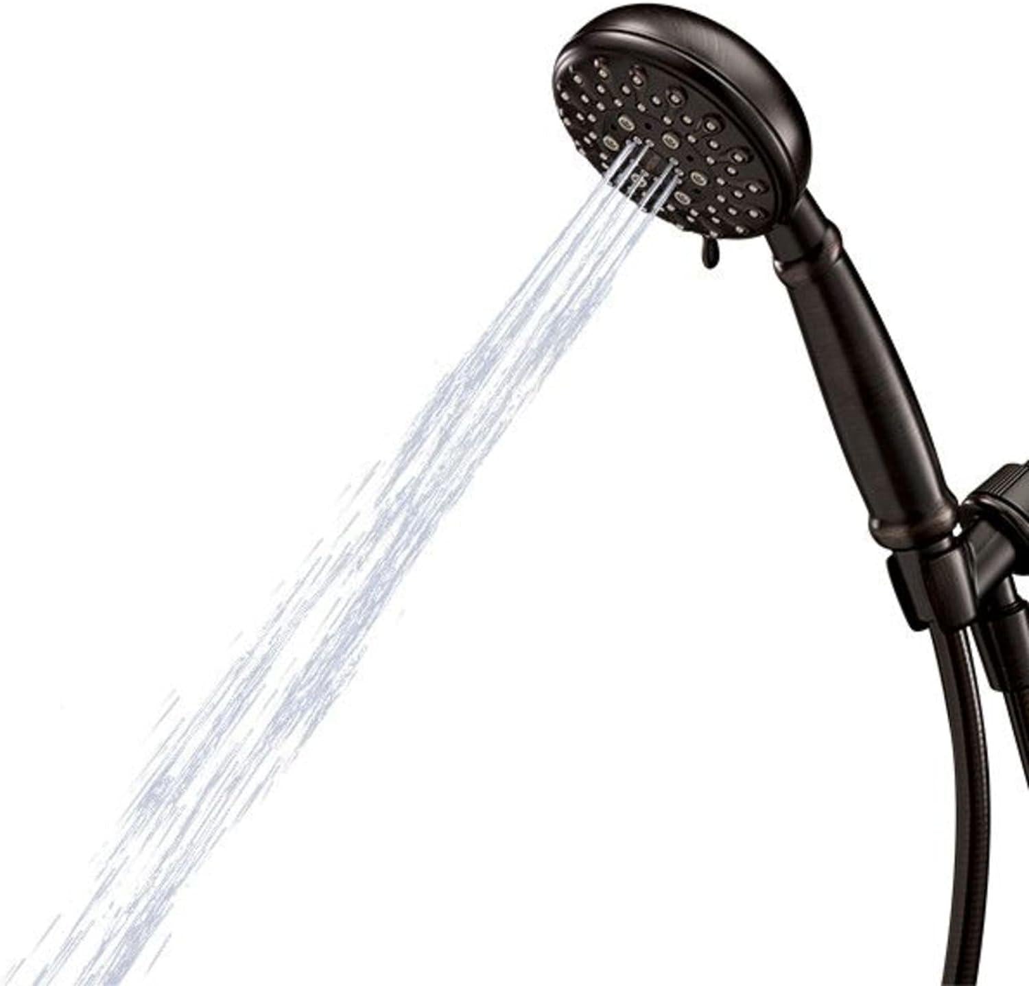 Moen Banbury Mediterranean Bronze 5-Spray Hand Shower with Hose and Bracket, 4-Inch Diameter Showerhead, 23046BRB