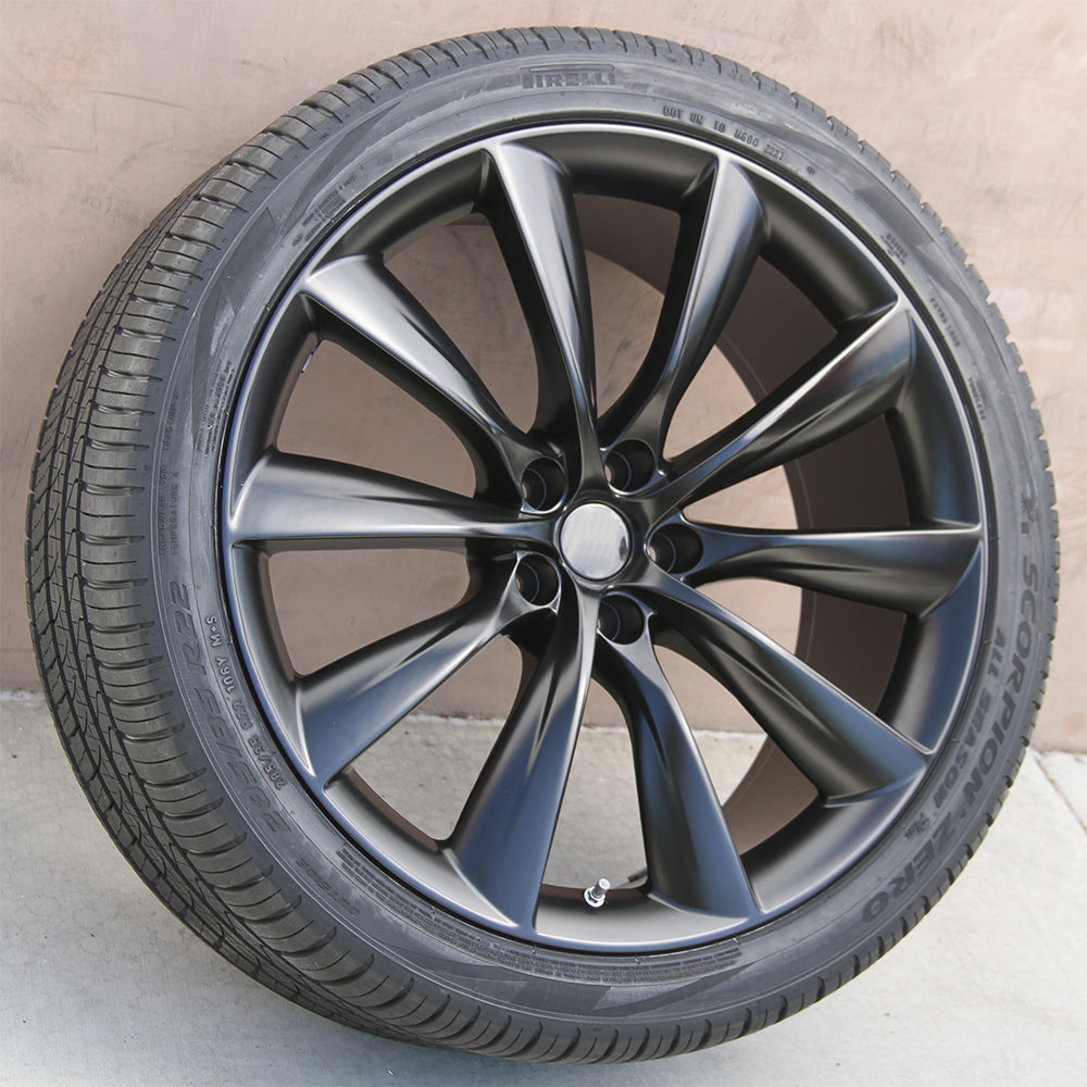 Tesla Wheels 1356 21x9.0/21x10 5x120 Matte Black fit Model S  Model X Turbine
