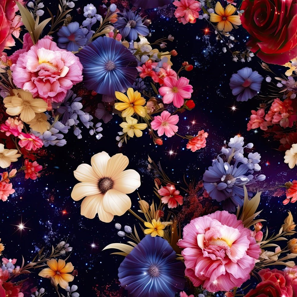 Cosmic Galaxy Floral Pattern 7 Fabric