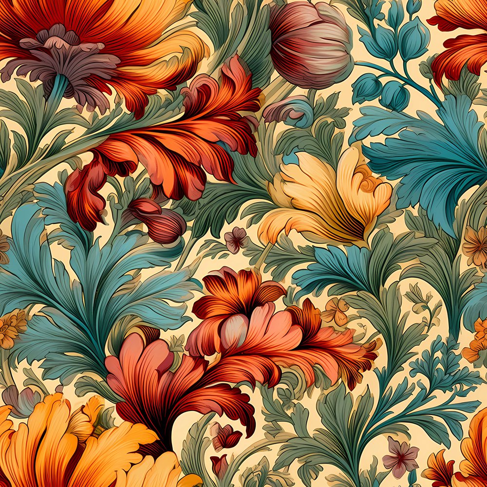 Ornate Renaissance Floral Pattern 6 Fabric