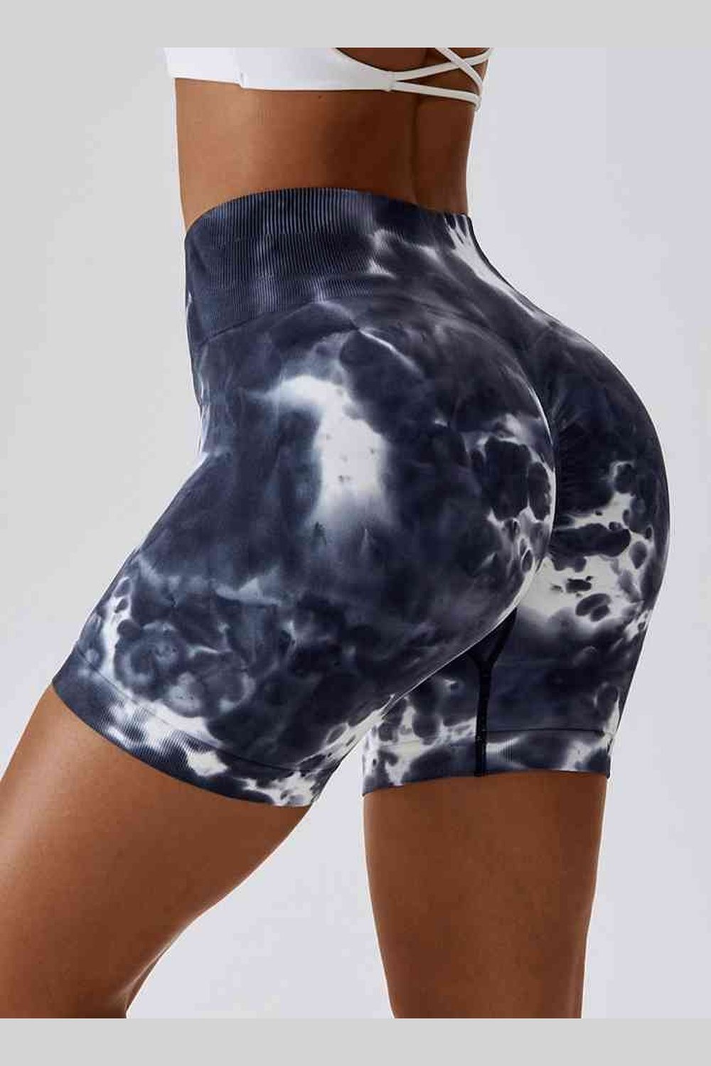 Tie Dye Wide Waistband Slim Fit Sports Shorts