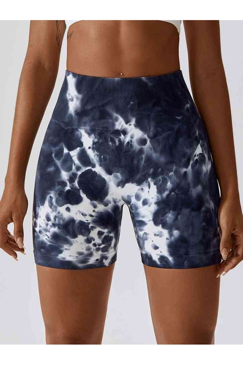 Tie Dye Wide Waistband Slim Fit Sports Shorts