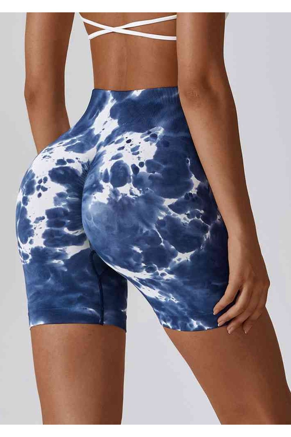 Tie Dye Wide Waistband Slim Fit Sports Shorts