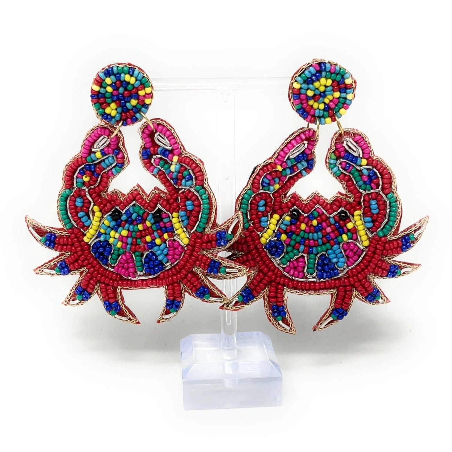 Multicolor Crab Beaded Earrings