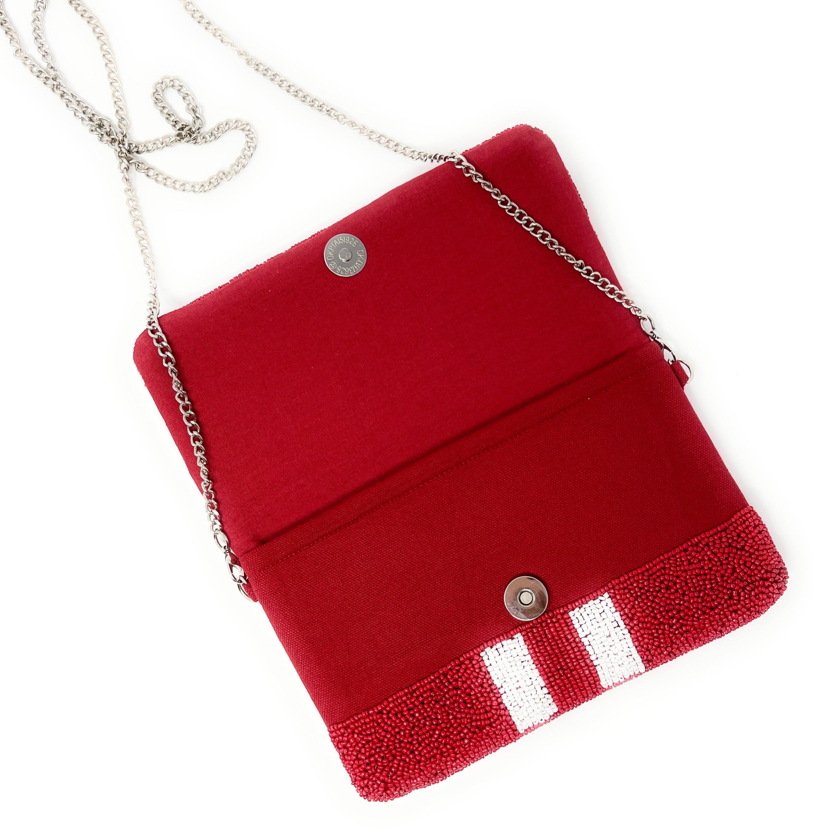 Mini Red Beaded Clutch Purse