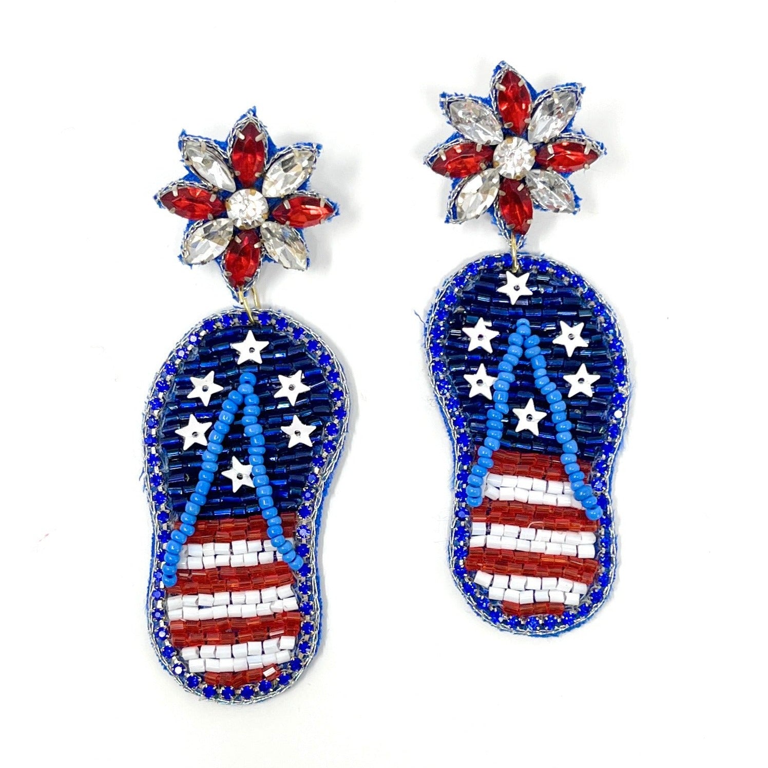 USA Flip-Flops Beaded Earrings