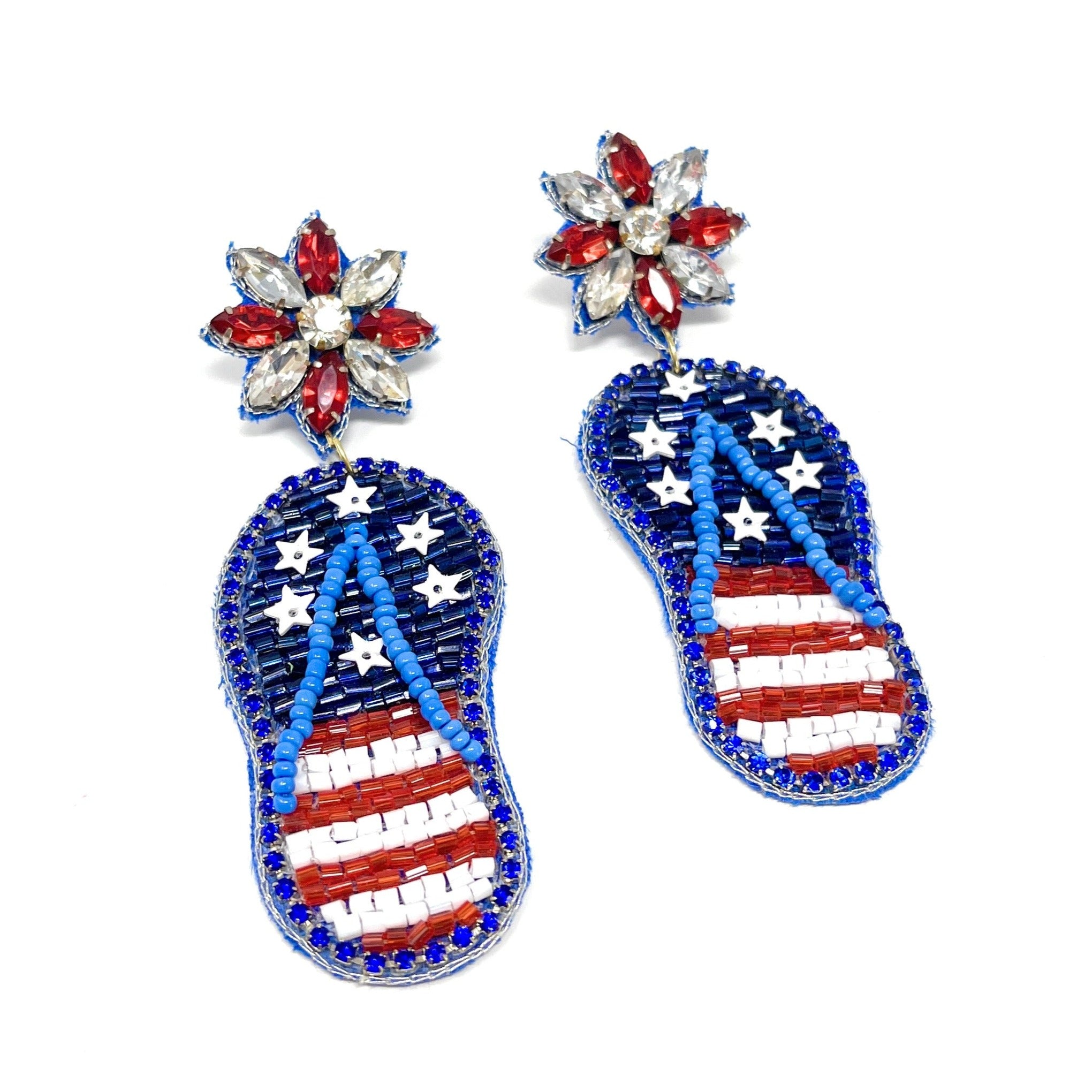 USA Flip-Flops Beaded Earrings
