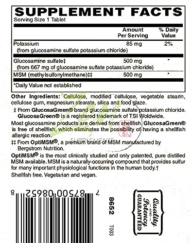 Zen Supplements - Glucosamine & MSM 500 Mg (Each) - Supports Healthy Joint Structure, Mobility Function & Comfort (Shellfish Free) 120-Tabs