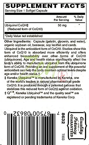 Zen Supplements - Ubiquinol CoQH 50 Mg Supports Heart Health Including Cholesterol & Blood Pressure, Neurological Function & Cellular Energy 60-Softgel