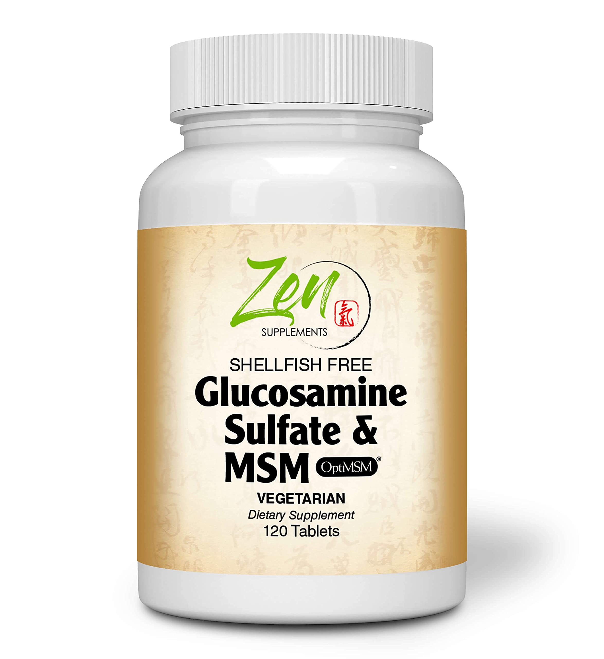 Zen Supplements - Glucosamine & MSM 500 Mg (Each) - Supports Healthy Joint Structure, Mobility Function & Comfort (Shellfish Free) 120-Tabs