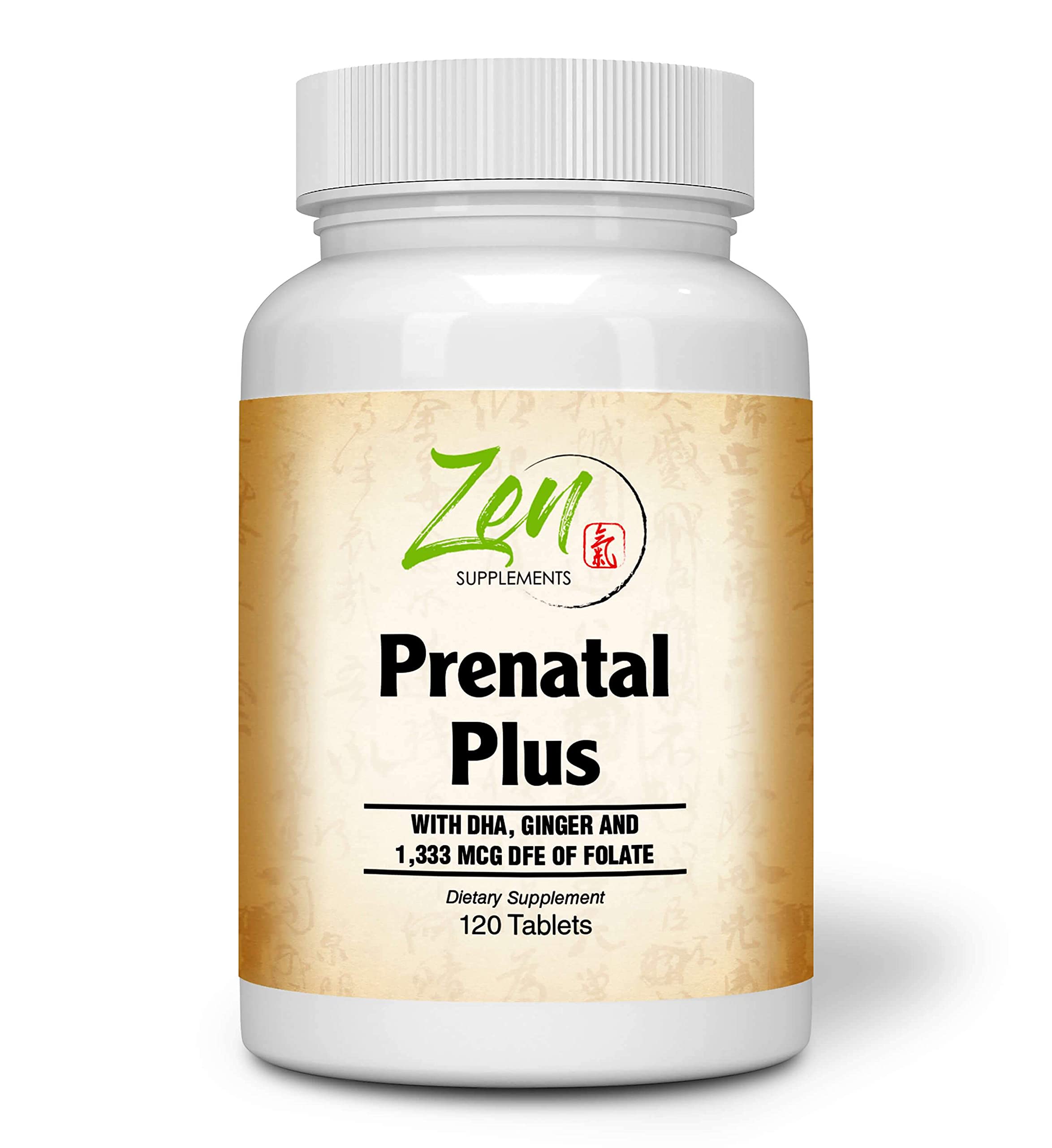 Zen Supplements - Prenatal Plus Multi-Vitamin 120-Tabs - Support for Pregnant & Lactating Women - Non-GMO, Vegetarian, take 4 Tablets Daily, 120 Tablets (30 Day Supply)