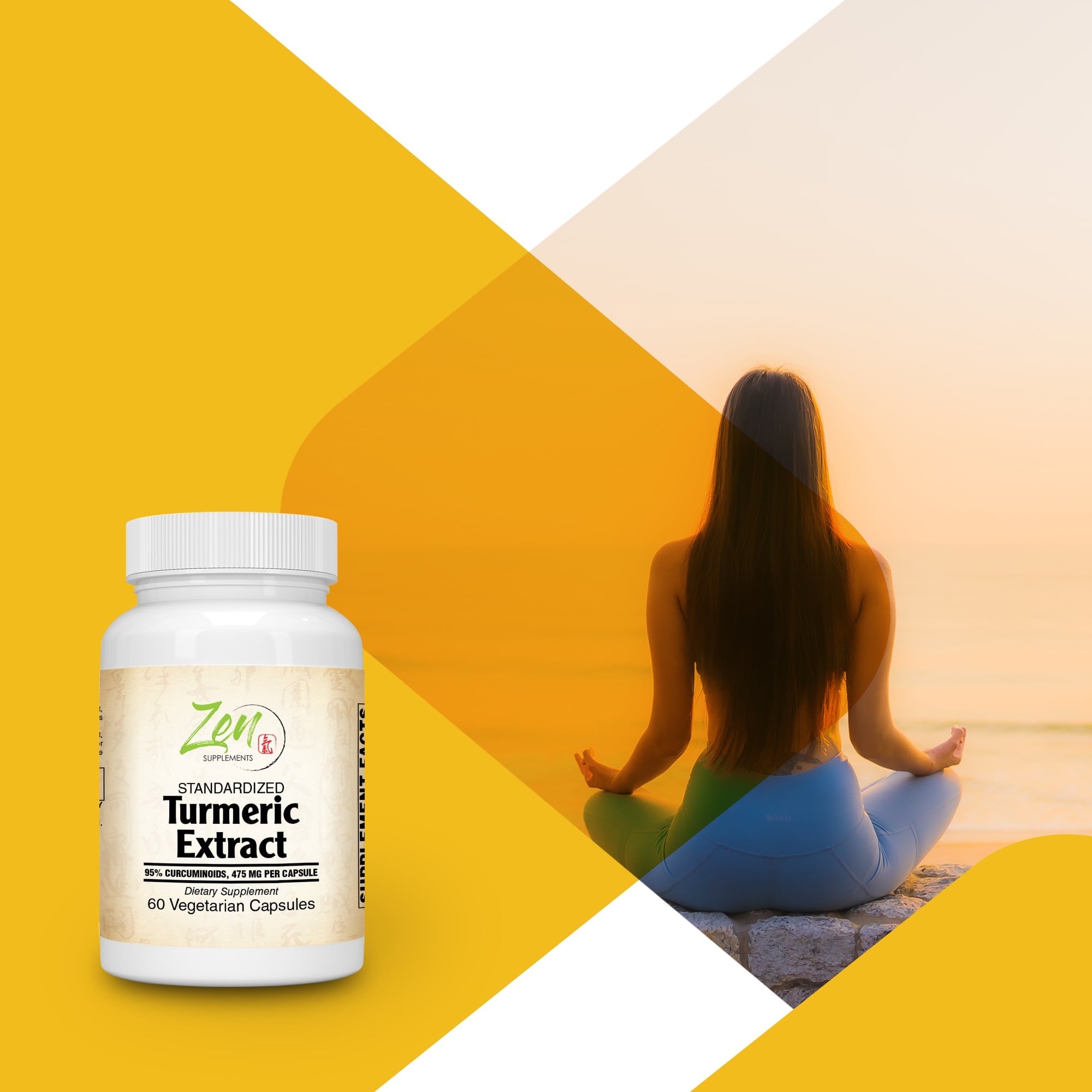 Zen Supplements - Turmeric Extract 500 Mg Features Curcumin C3 Complex? The Most Active Form of Curcuminoid Found in The Turmeric Root - Promotes Joint, Heart, Brain Health Plus Immune Response 60-Vegcaps