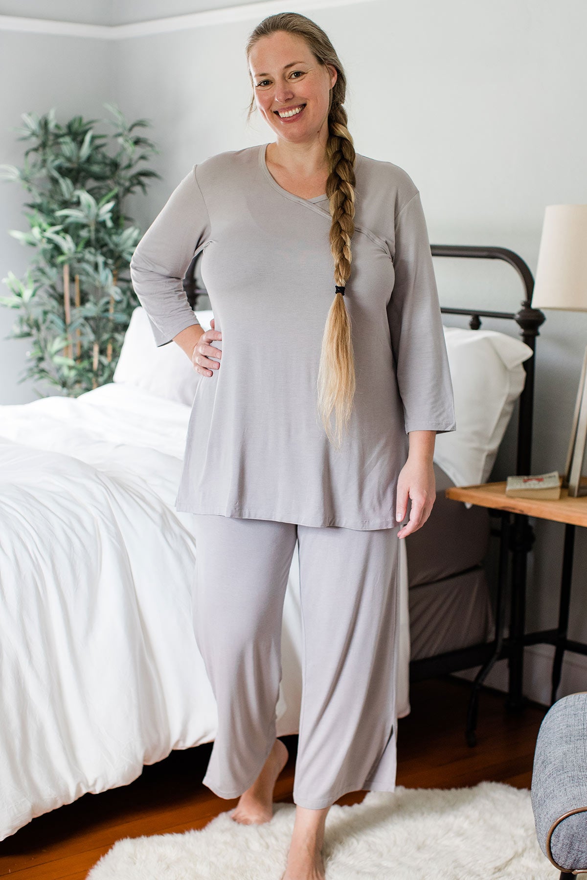 Haley Crossover Front 3/4 Sleeve Bamboo Pajama Set