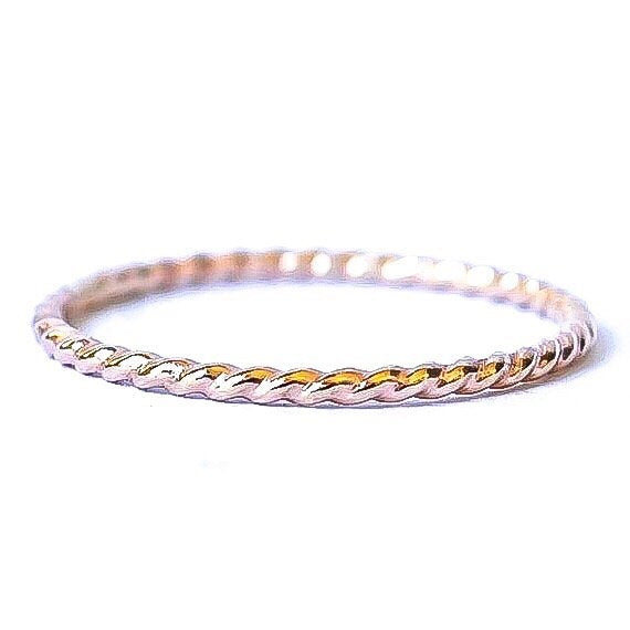 14k solid yellow gold twist band  - Recycled Gold