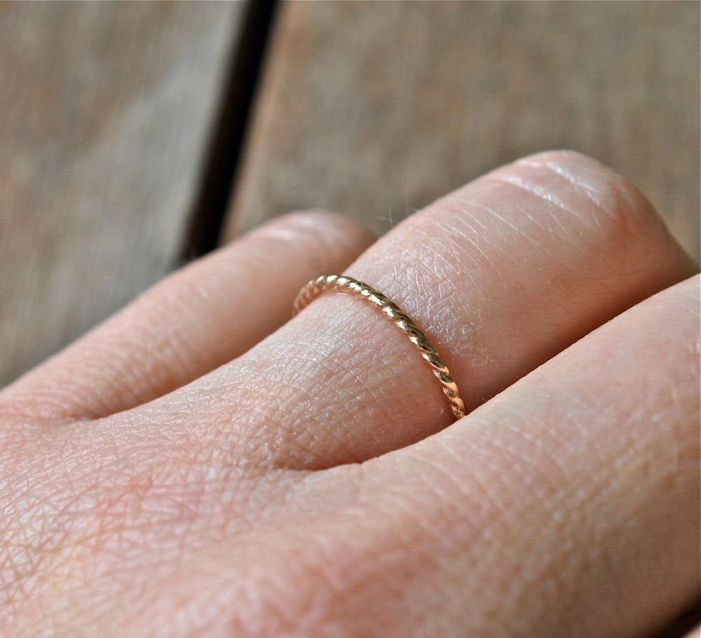 14k solid yellow gold twist band  - Recycled Gold