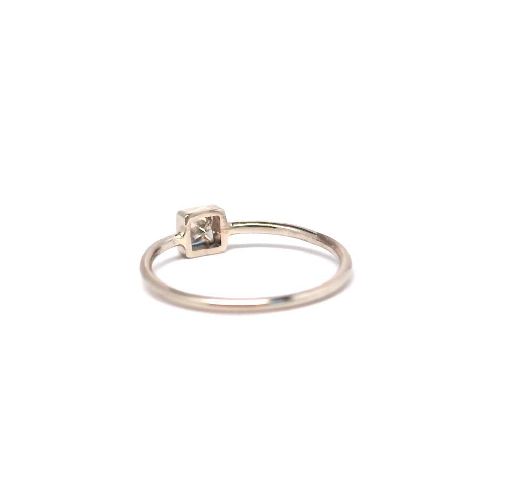 Diamond Princess Cut 0.16 carat Diamond Ring  Square  Cut White Gold Ring Solid 14k Bezel White Recycled Gold and Princess Cut