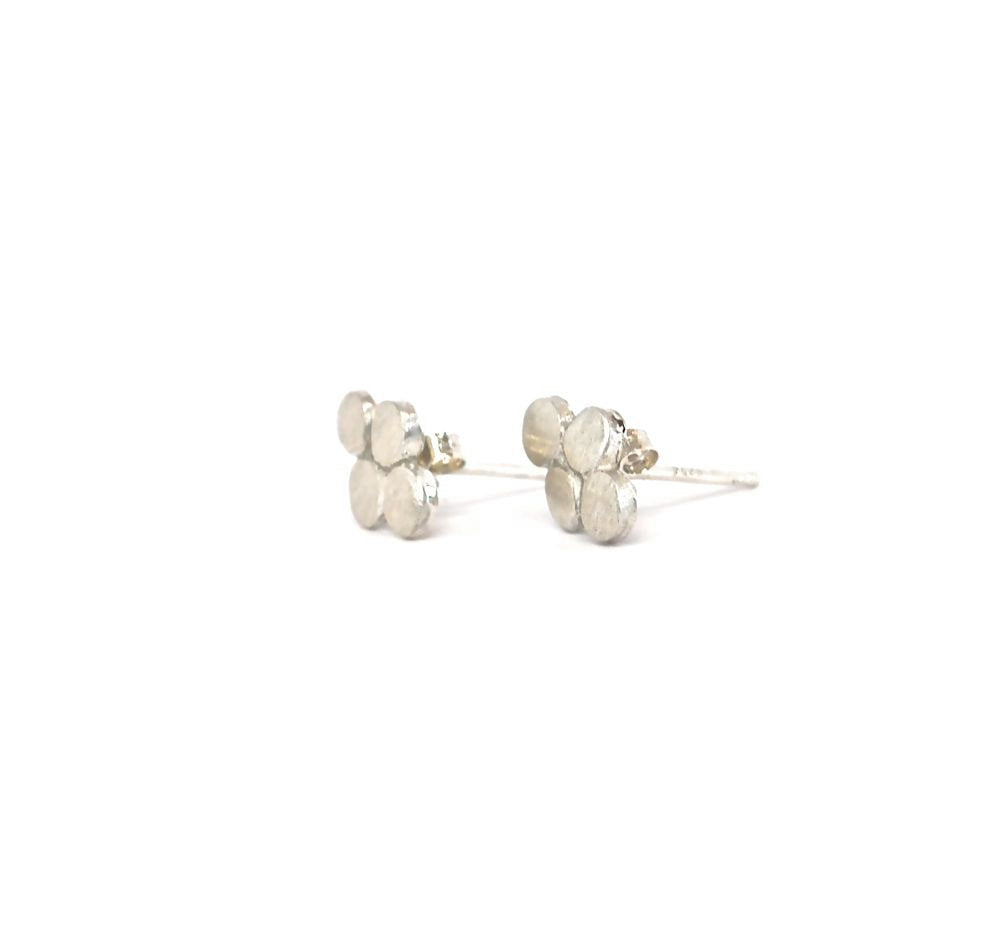 Silver Stud Earrings 925 Sterling or Gold Quatrefoil Studs Made to Order Recycled Silver or Gold 14k White Rose or Yellow Gold