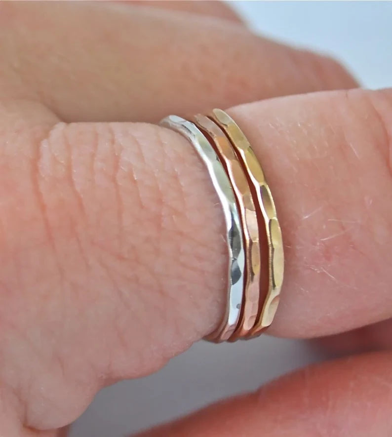 Rose gold, Eco friendly recycled silver, gold stacking rings