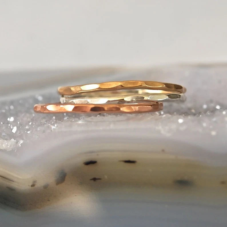 Rose gold, Eco friendly recycled silver, gold stacking rings