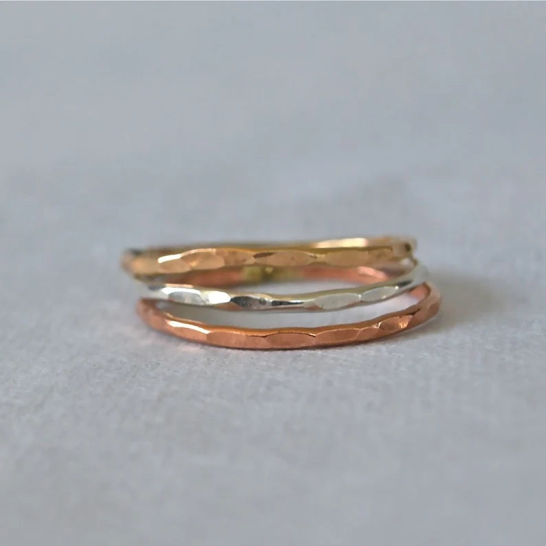 Rose gold, Eco friendly recycled silver, gold stacking rings