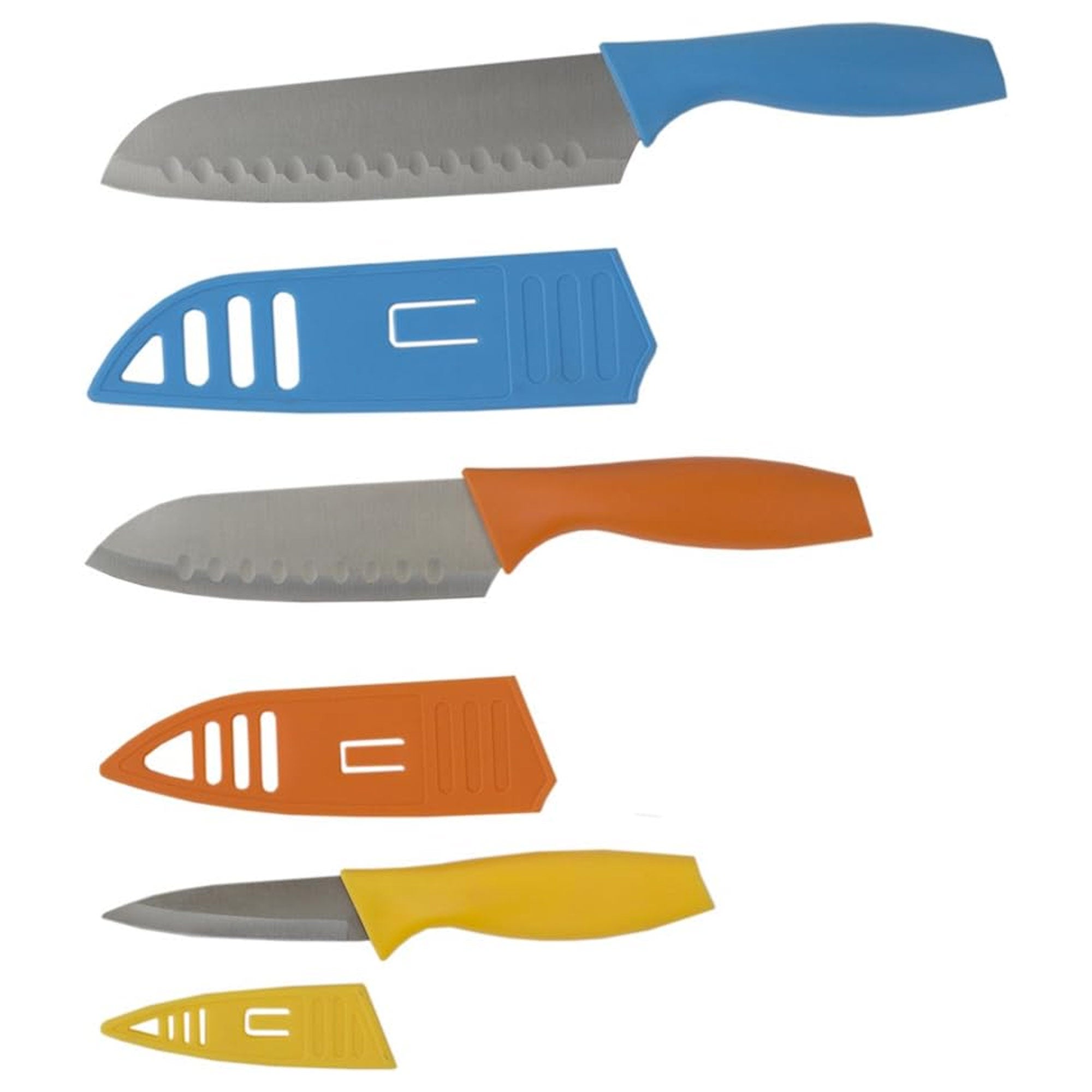 Home Basics 3 Piece Stainless Steel Colorful Slip Covers Knife Set