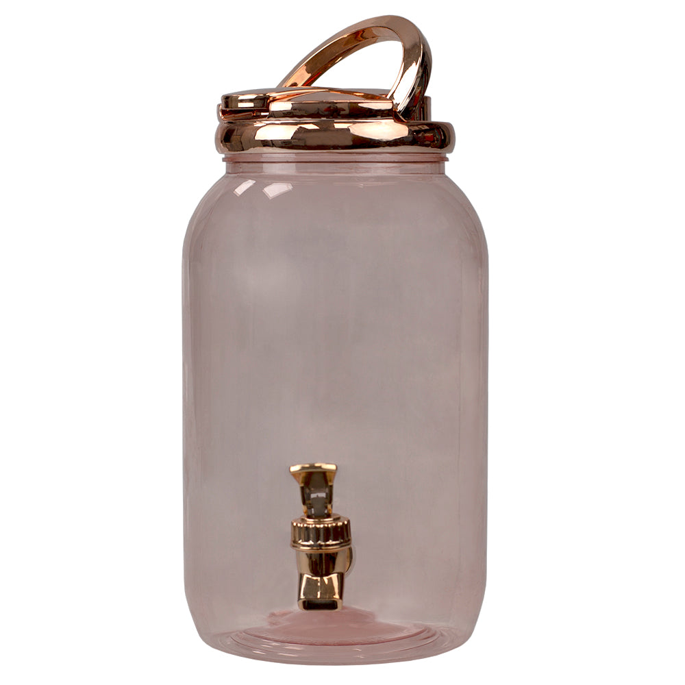 Home Basics Plastic Beverage Drink Dispenser with Carrying Lid, Rose Gold, 1 Gallon