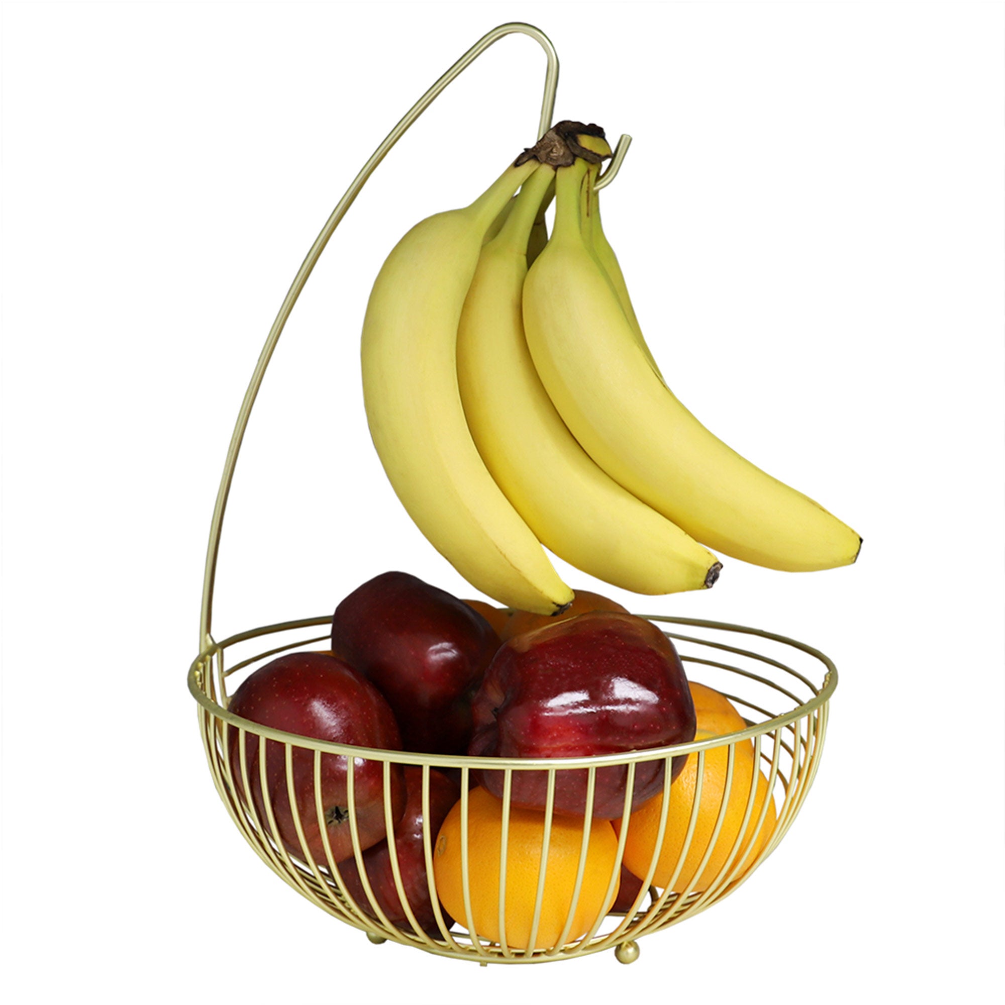 Home Basics Halo Fruit Basket With Banana Tree, Matte Gold
