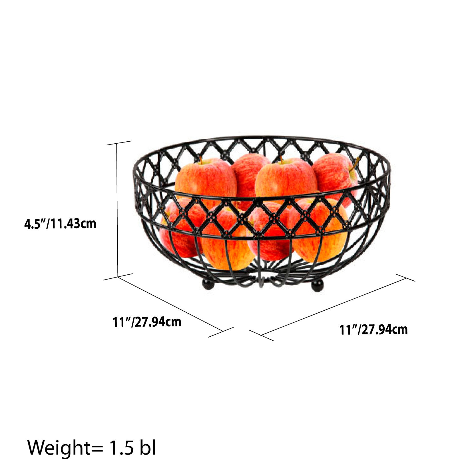 Home Basics Black Lattice Fruit Bowl