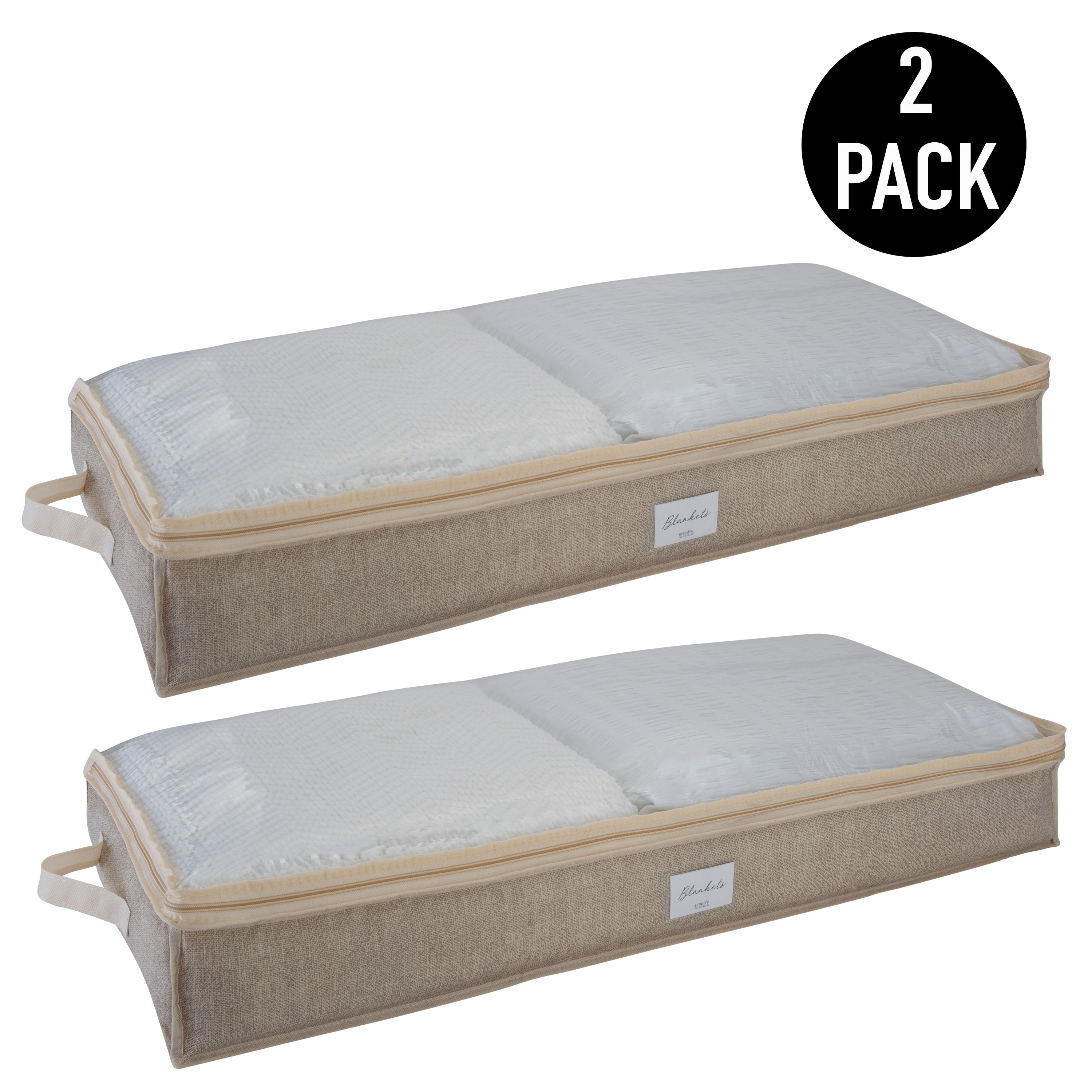 Simplify 2 Pack Under the Bed Storage Bag in Beige