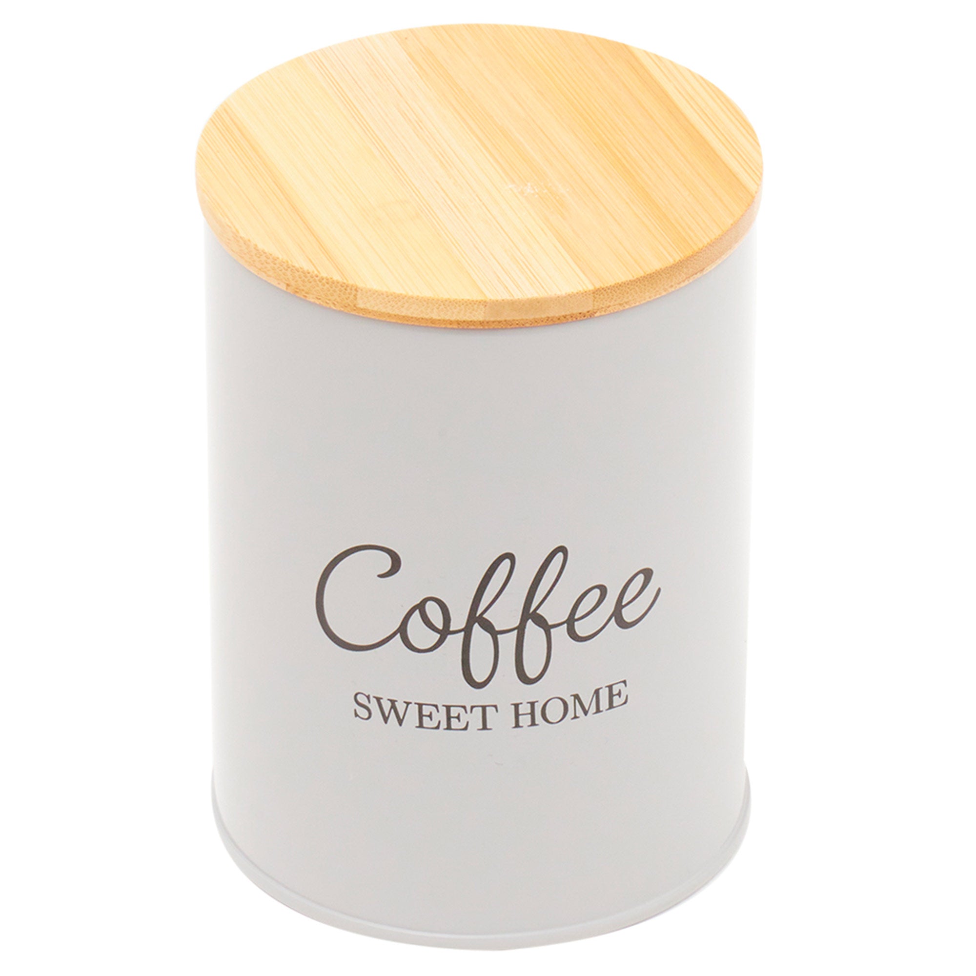 Home Basics Tin Kitchen Canister With Bamboo Top, Coffee, Bonny Grey, 3.75x5 Inches