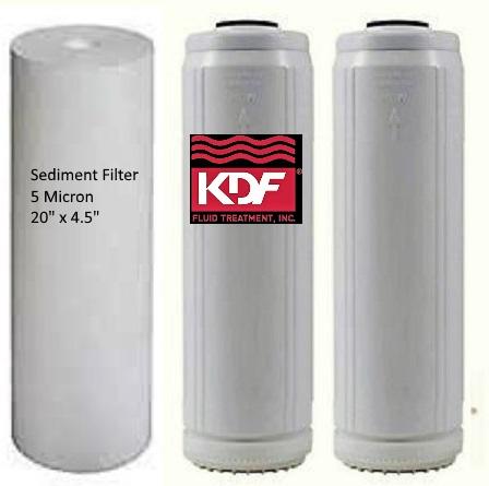 3 PC Big Blue Replacement Filter Set - Sediment/KDF55-85 GAC Carbon/BoneChar-Catalytic Carbon 20