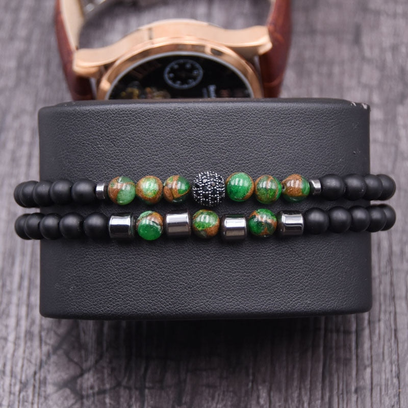 Natural Stone Design Bracelet 2pc/sets