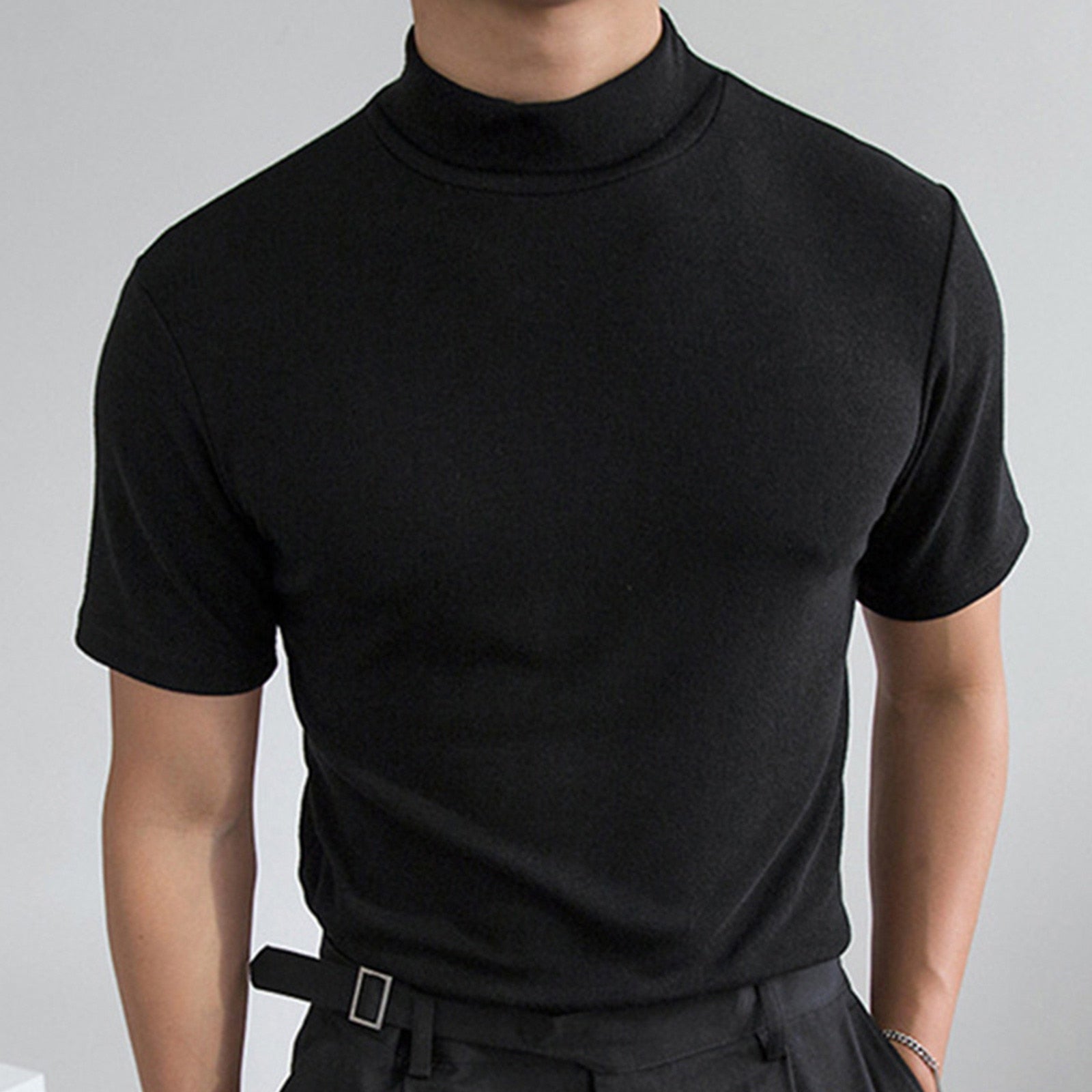 Casual Short Sleeve High Collar Turtleneck