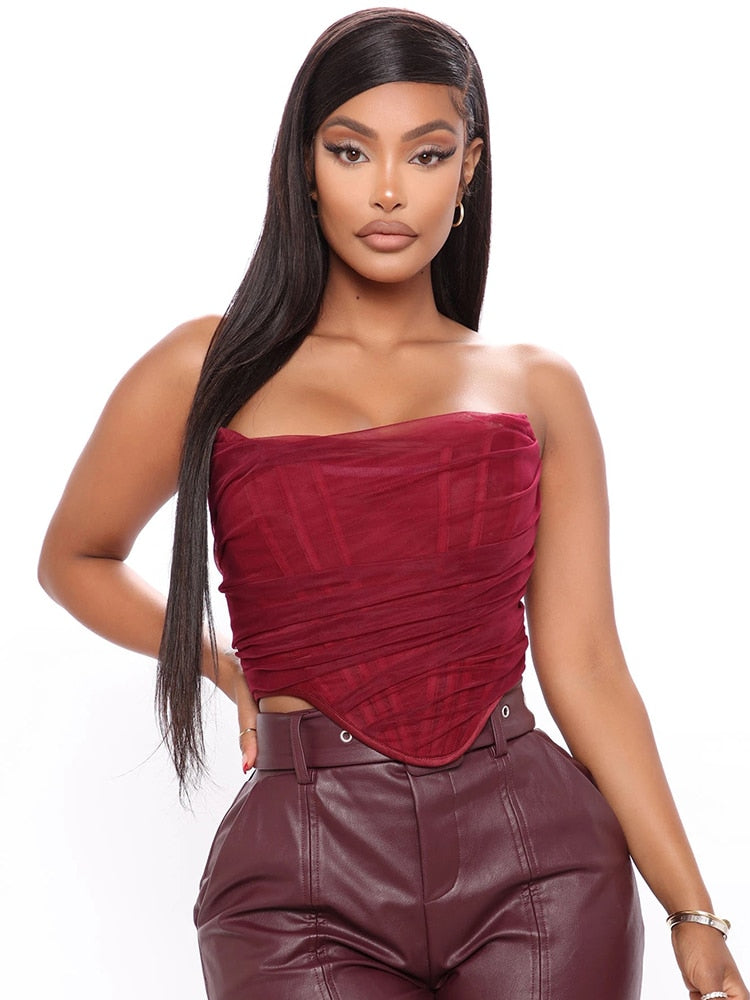 Sleeveless Backless Fashion Strapless Bustier Corset Crop Top