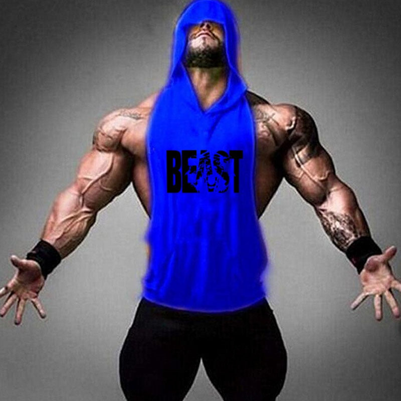 Bodybuilding Hooded Sleeveless Tank Tops Vest