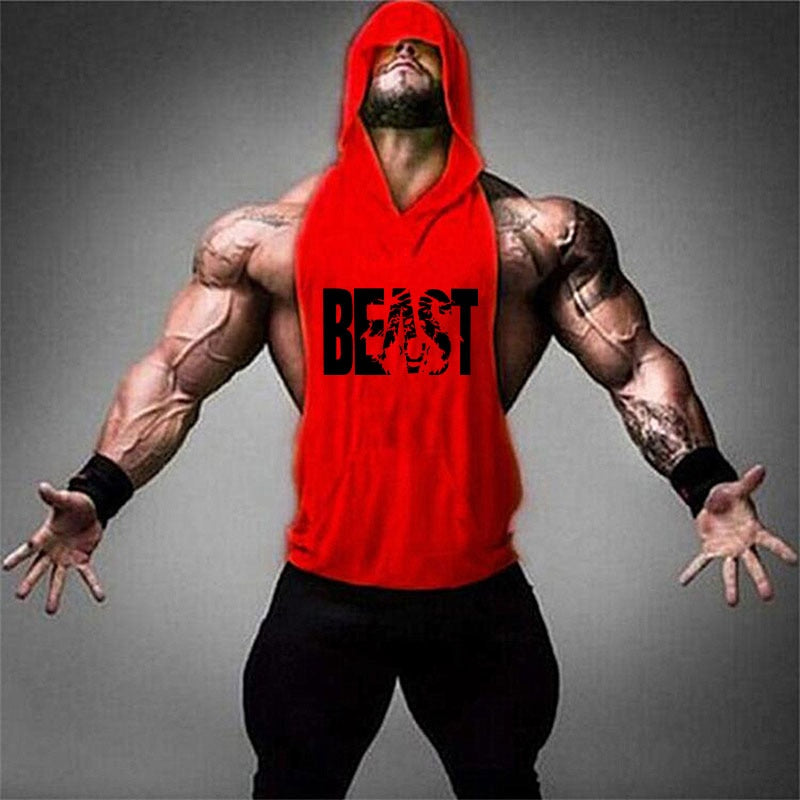 Bodybuilding Hooded Sleeveless Tank Tops Vest