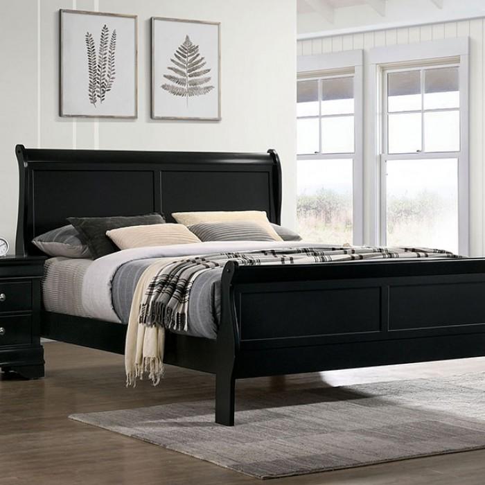 LOUIS PHILIPPE Cal.King Bed, Black