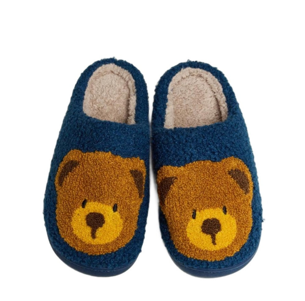 Melody Teddy Bear Print Plush Slide Slippers