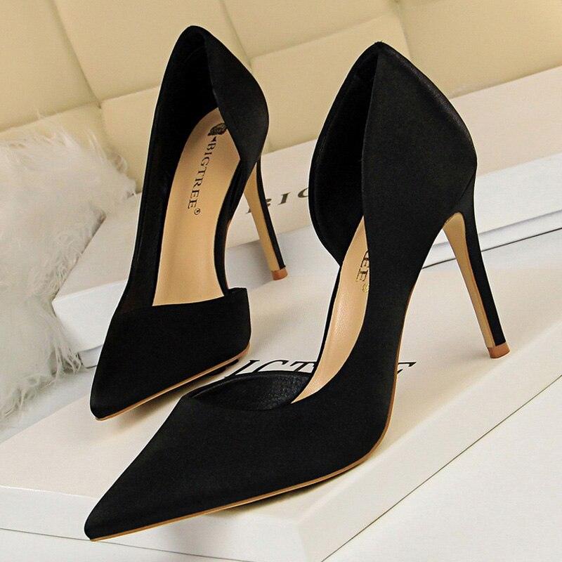 Black Blue Sliver Women Heels Silk High Heels Women Shoes...