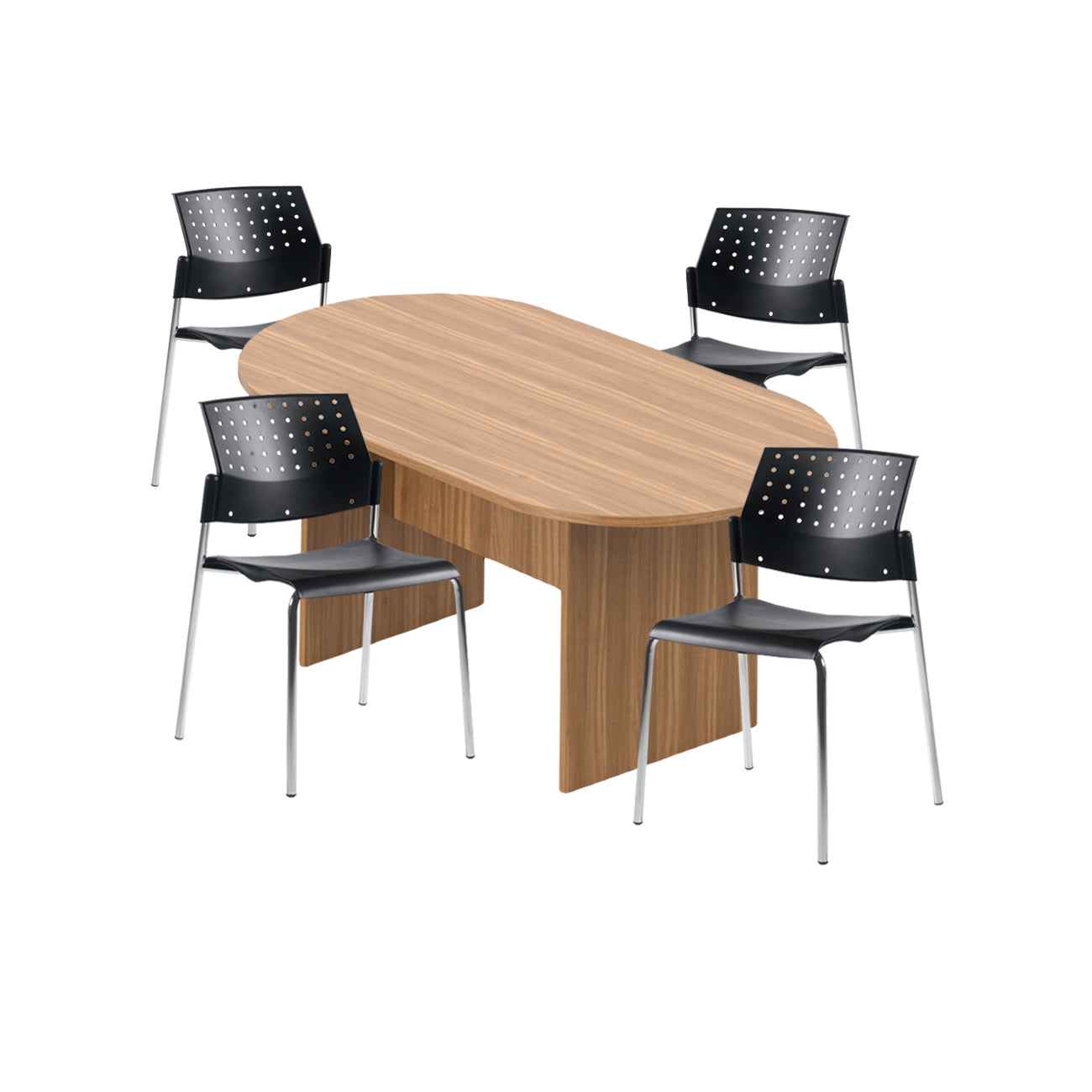 6ft, 8ft, 10ft Racetrack Conference Table and Chair (6508) Set