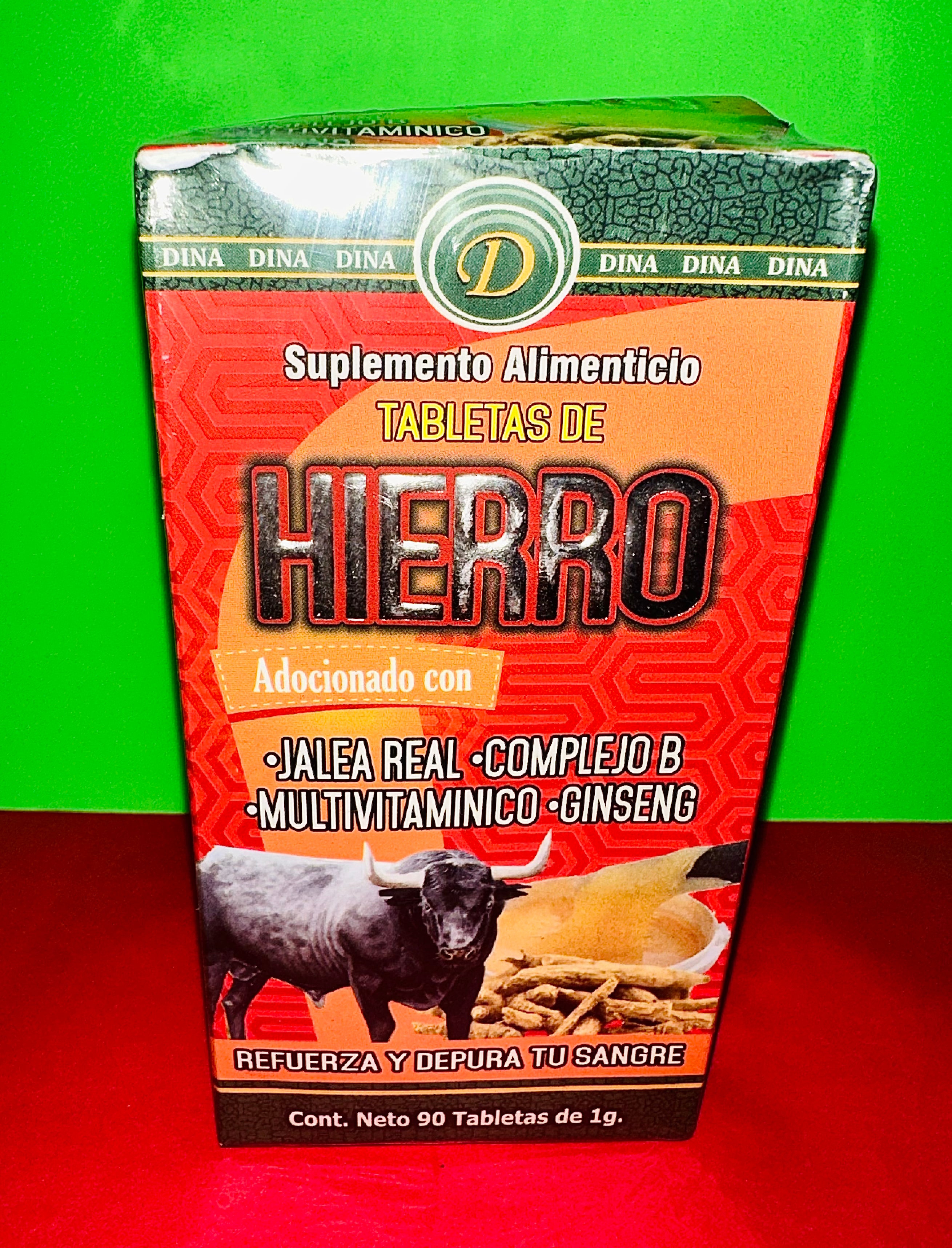 Hierro 90 Tabletas con Jalea Real, Complejo B, Multivitaminico, Ginseng