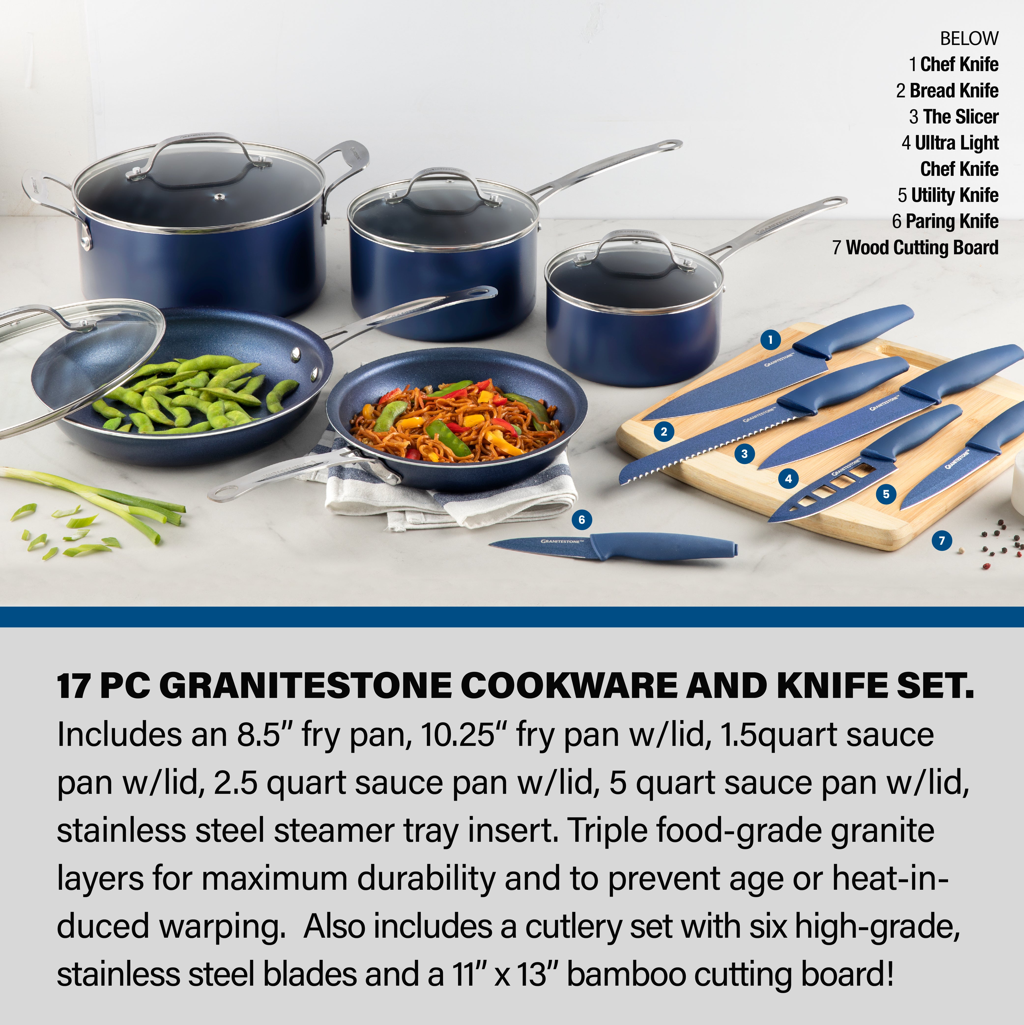 Granitestone 17 PC Prep + Cook Set