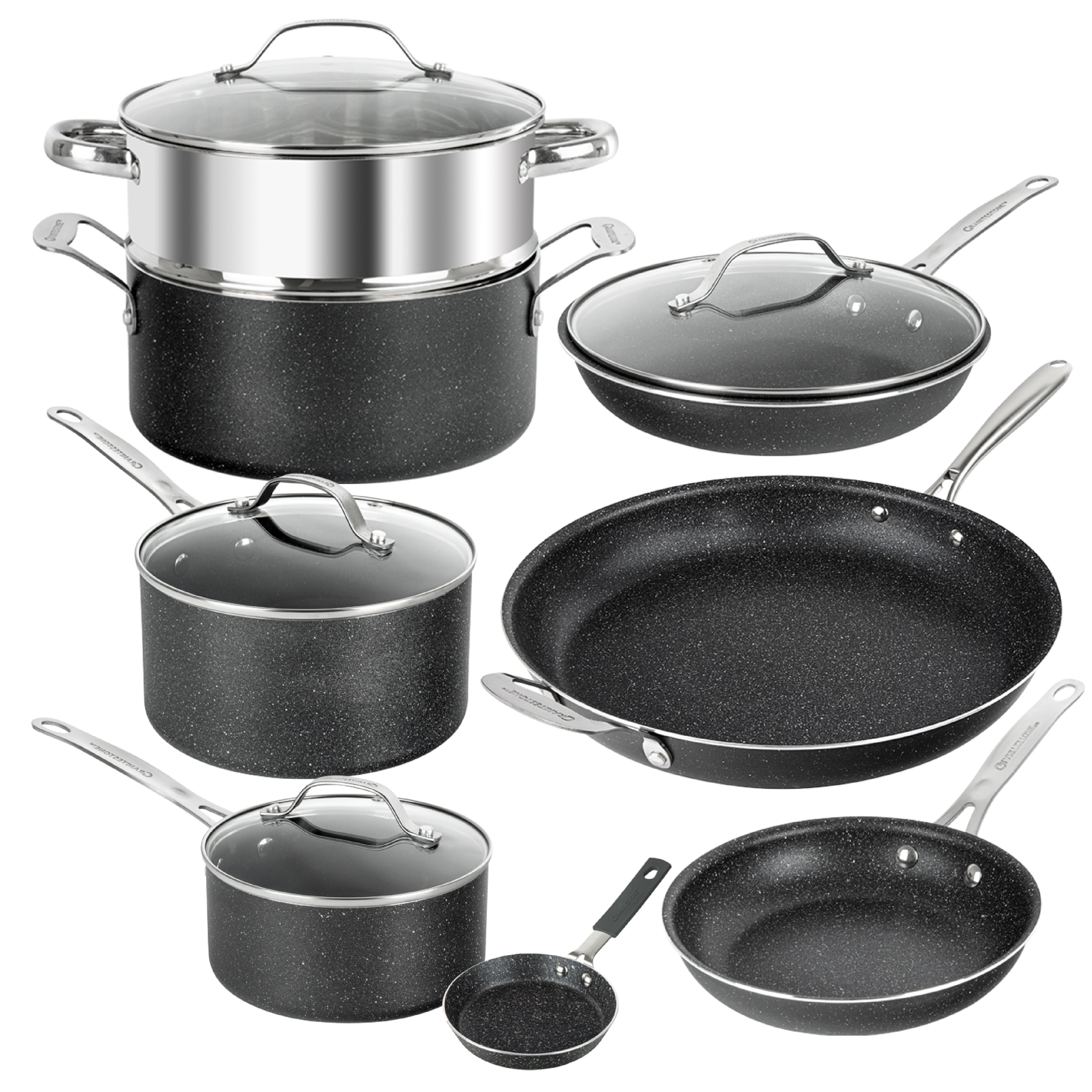 Granitestone 12 Piece All-Sizes Cookware Set - Includes 14