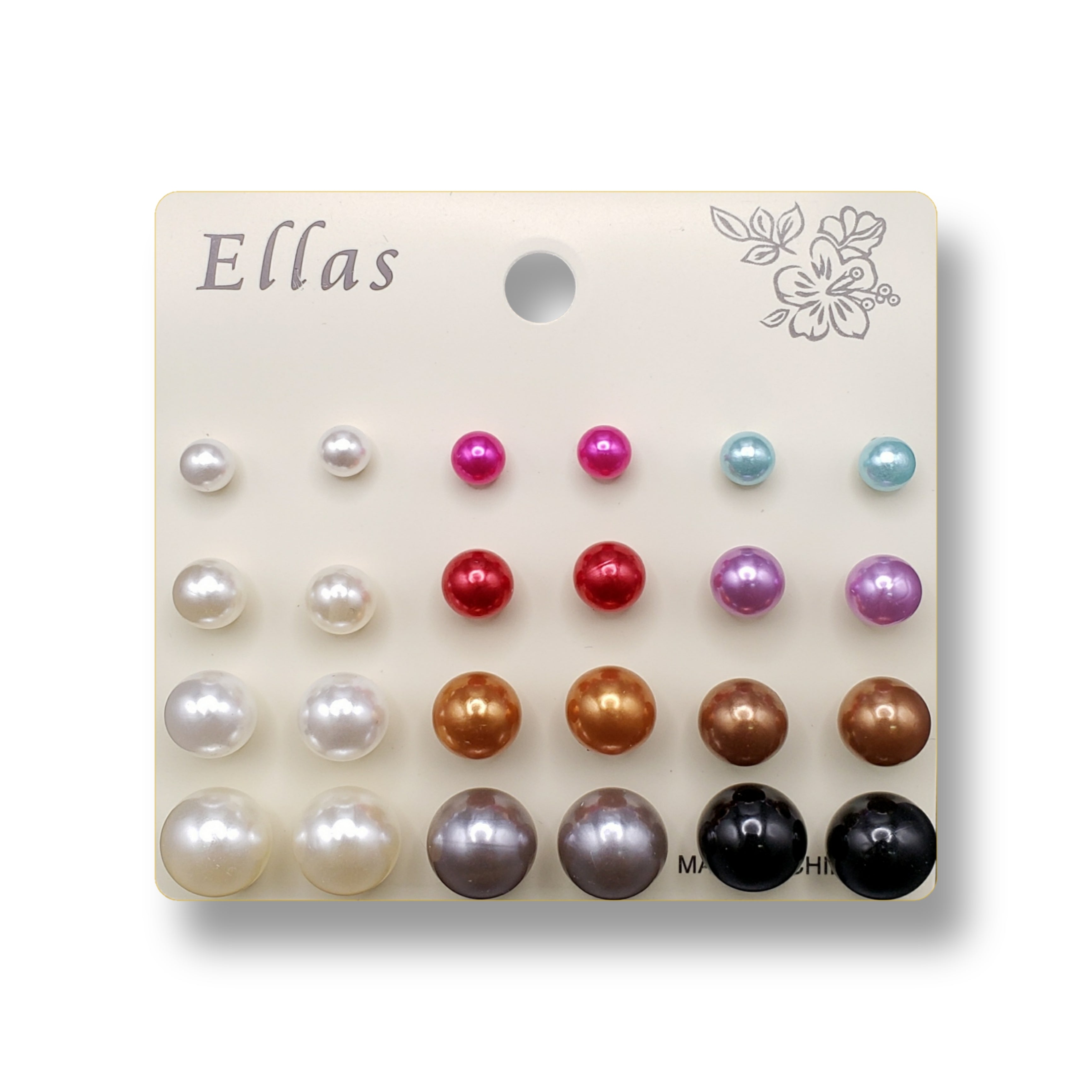 Ellas Assorted Pearl Earring Combo (12 Pairs)