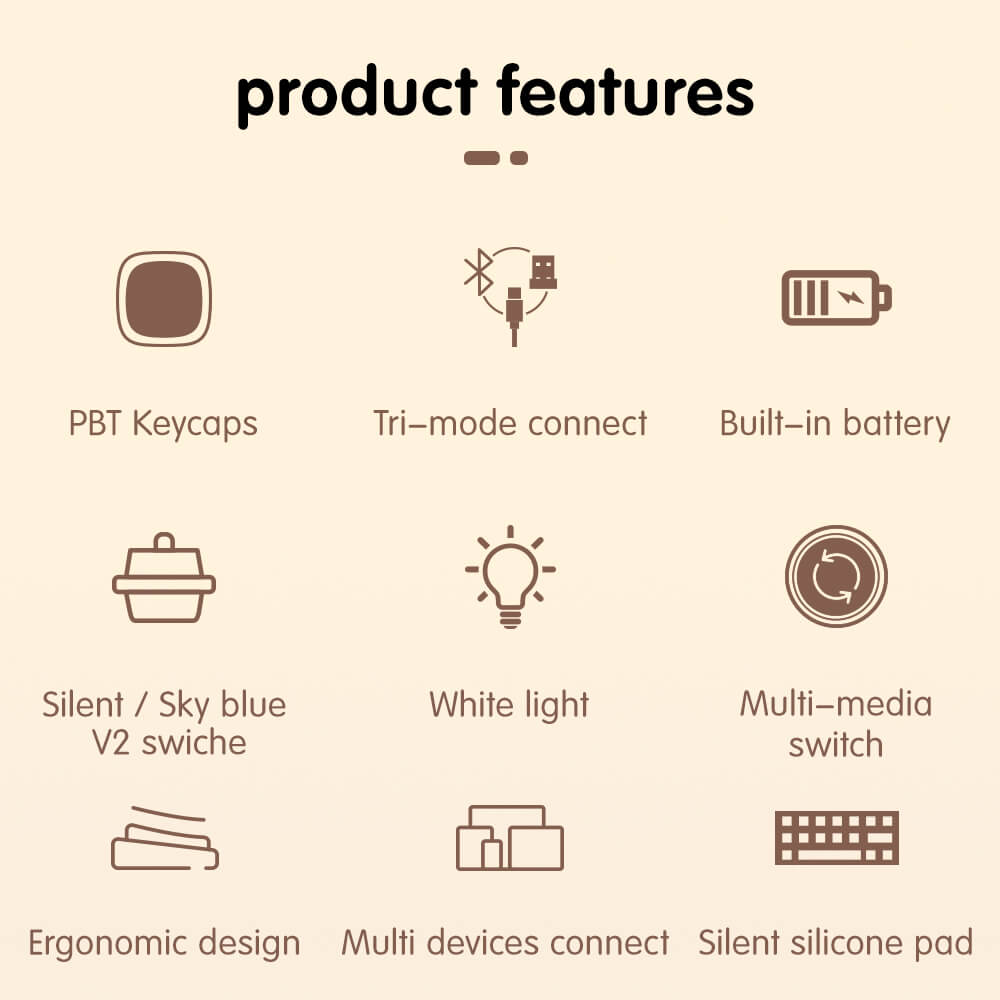 2.4GHz Wireless Cozy Mechanical Keyboard Tri-Mode LED PBT