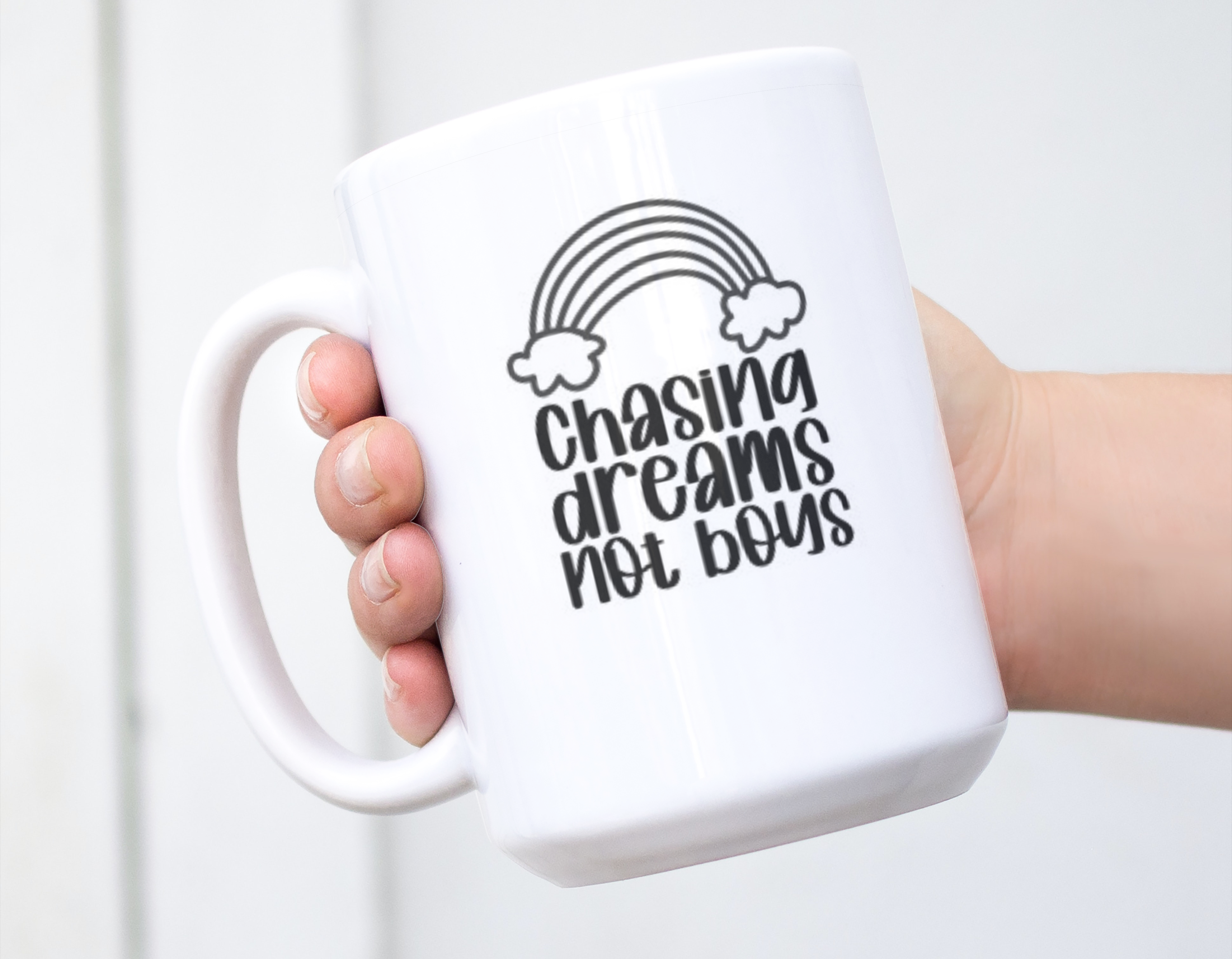 Chasing Dreams Not Boys Rainbow Mug