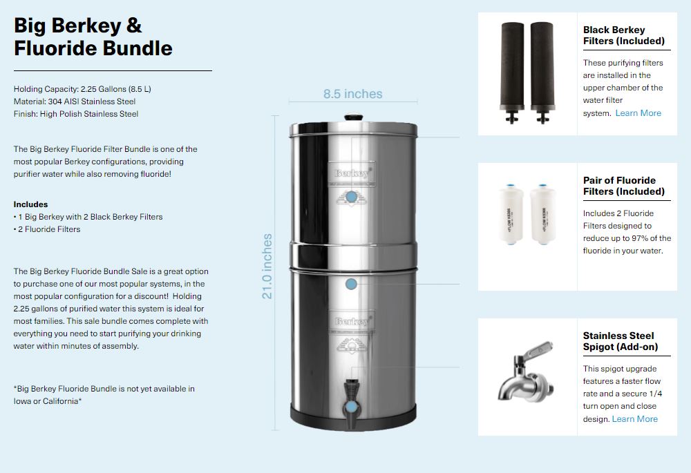 Big Berkey & Fluoride Bundle Sale