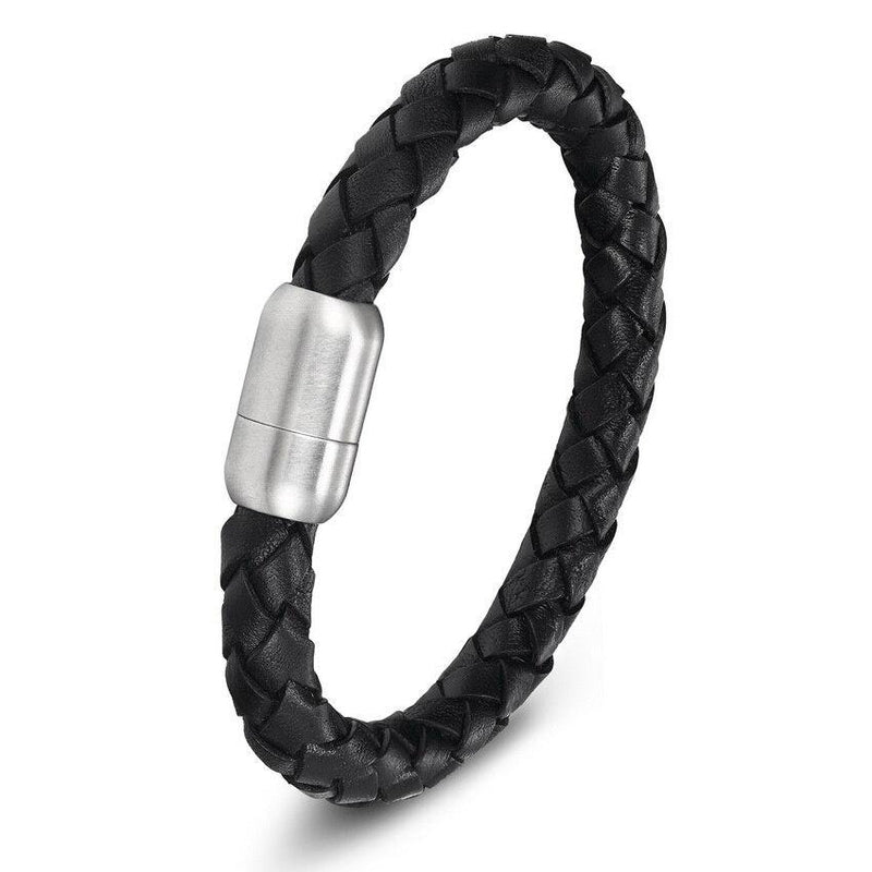 Leather And Stainless Steel Funky Bracelet