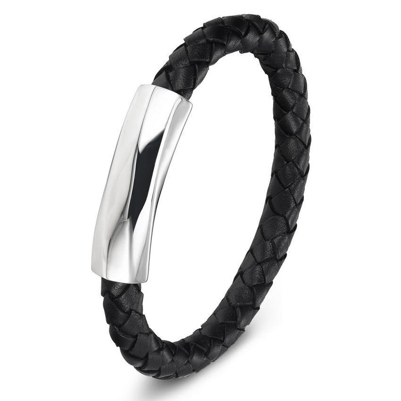 Leather And Stainless Steel Funky Bracelet